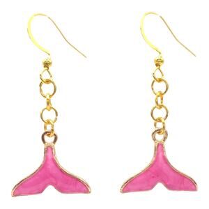 Pink Mermaid Tail Earrings Ocean Theme Jewelry Dangle Earrings Gift for Women